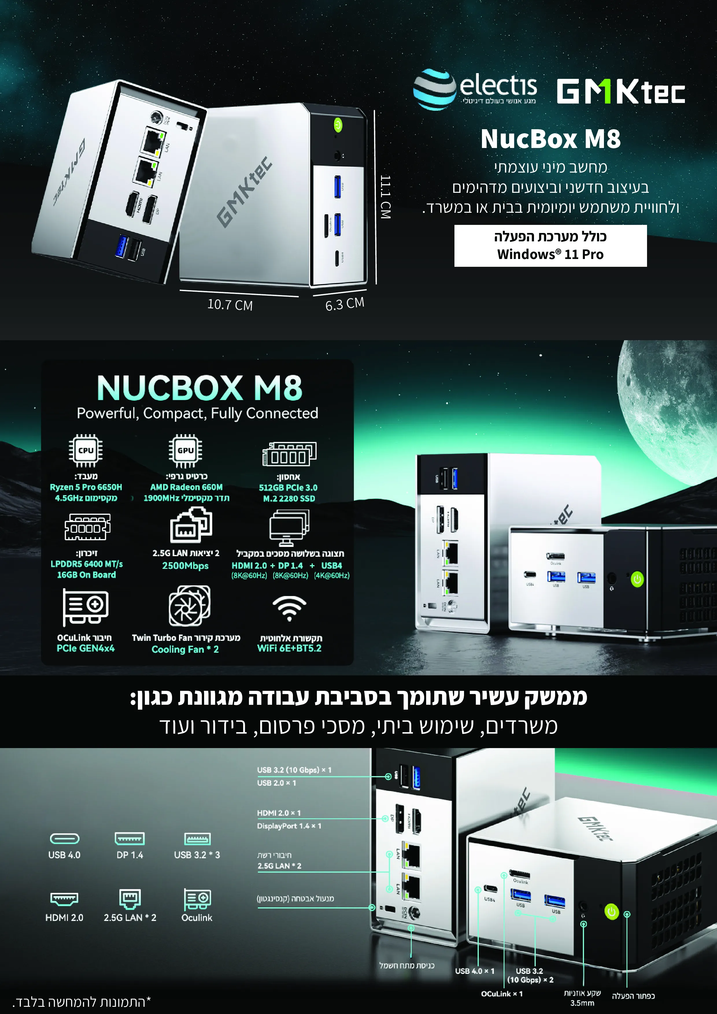 מחשב מיני AMD NucBox M8&nbsp;מבית&nbsp;GMKtec