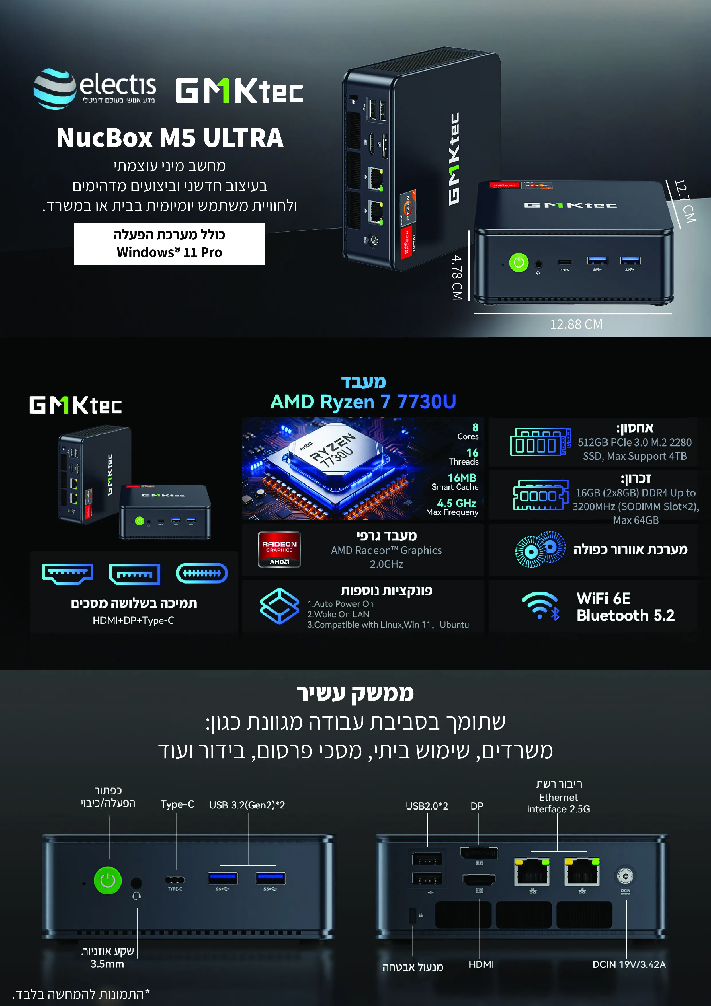 מחשב מיני AMD NucBox M5 Ultra מבית&nbsp;GMKtec